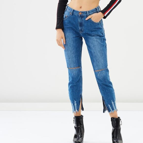 ONE Teaspoon Freebirds High Waist Skinny Jeans in Pacifica Blue - Picture 1 of 7